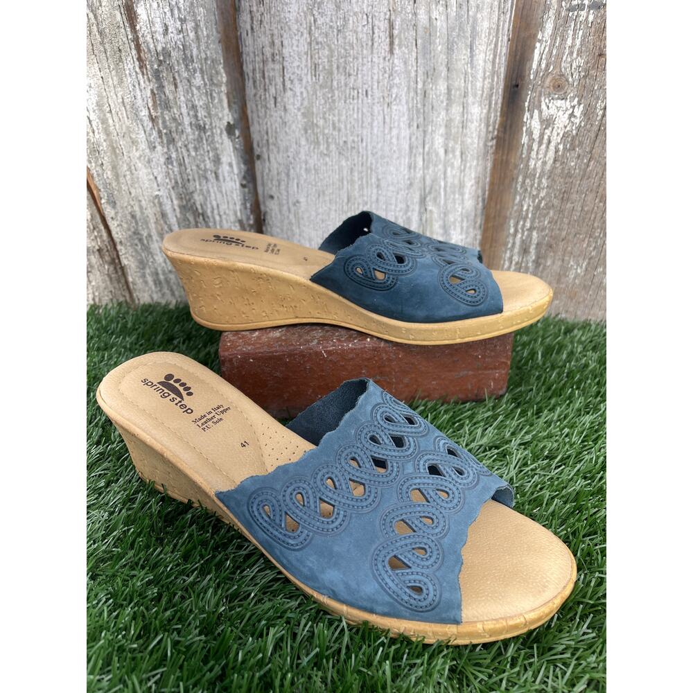 Spring Step Estella Wedge Slide Sandals Blue Women's EU41